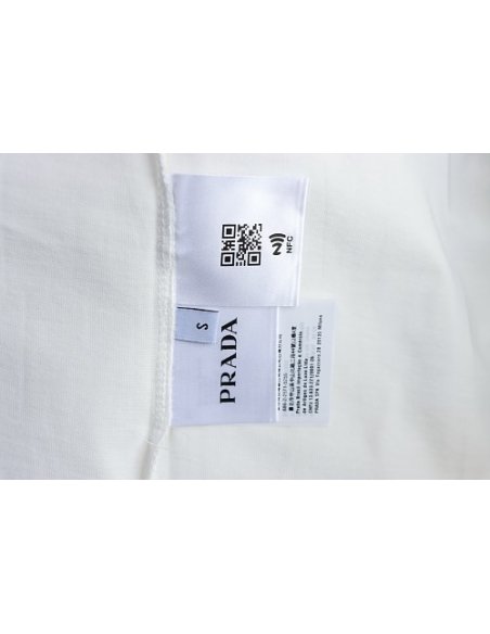 Prada Painted Logo Print T-shirt White,Prada T-shirts,T-Shirts,CLOTHES