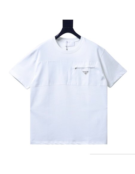 Prada Patch Pocket T-shirt White,Prada T-shirts,T-Shirts,CLOTHES
