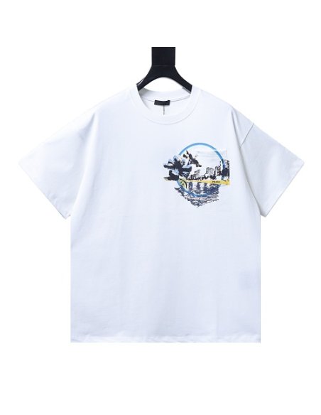 Prada Pocket Peony Print T-Shirt White,Prada T-shirts,T-Shirts,CLOTHES