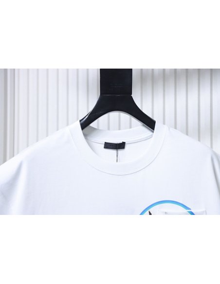 Prada Pocket Peony Print T-Shirt White,Prada T-shirts,T-Shirts,CLOTHES