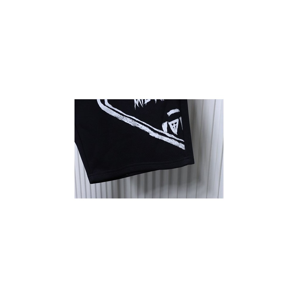 Prada Triangle Logo Hand-Drawn Print Shorts Black,Prada Shorts,Shorts,CLOTHES