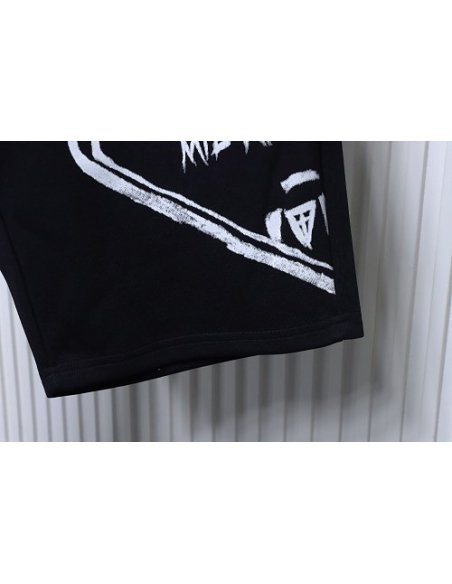 Prada Triangle Logo Hand-Drawn Print Shorts Black,Prada Shorts,Shorts,CLOTHES