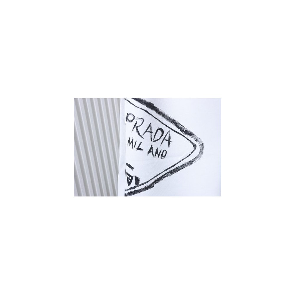 Prada Triangle Logo Hand-Drawn Print Shorts White,Prada Shorts,Shorts,CLOTHES