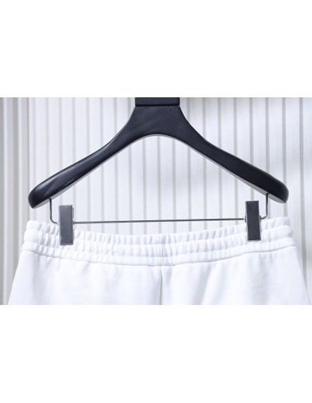Prada Triangle Logo Hand-Drawn Print Shorts White,Prada Shorts,Shorts,CLOTHES