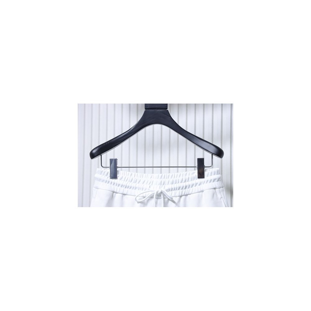 Prada White Shorts with Striped Hem,Prada Shorts,Shorts,CLOTHES