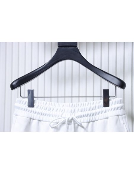 Prada White Shorts with Striped Hem,Prada Shorts,Shorts,CLOTHES