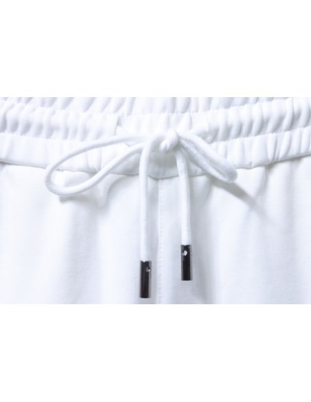 Prada White Shorts with Striped Hem,Prada Shorts,Shorts,CLOTHES