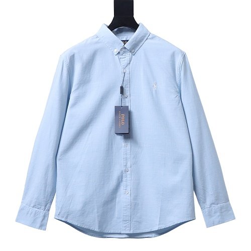 Ralph Lauren Small Warhorse Logo Embroidered Long-Sleeve Shirt Blue,Ralph Lauren T-Shirts,T-Shirts,CLOTHES