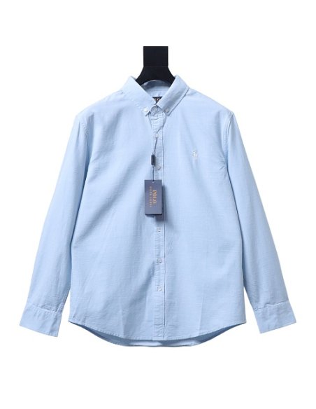Ralph Lauren Small Warhorse Logo Embroidered Long-Sleeve Shirt Blue,Ralph Lauren T-Shirts,T-Shirts,CLOTHES
