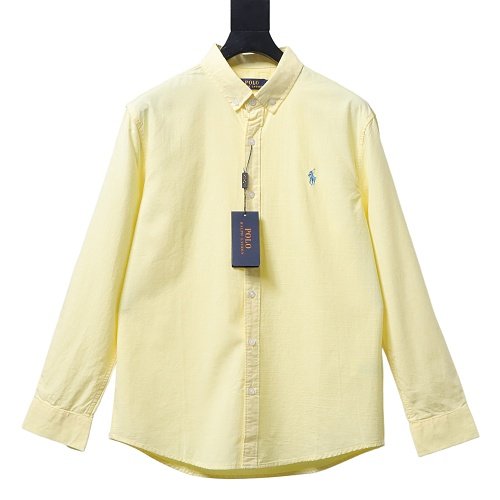 Ralph Lauren Small Warhorse Logo Embroidered Long-Sleeve Shirt Yellow,Ralph Lauren T-Shirts,T-Shirts,CLOTHES