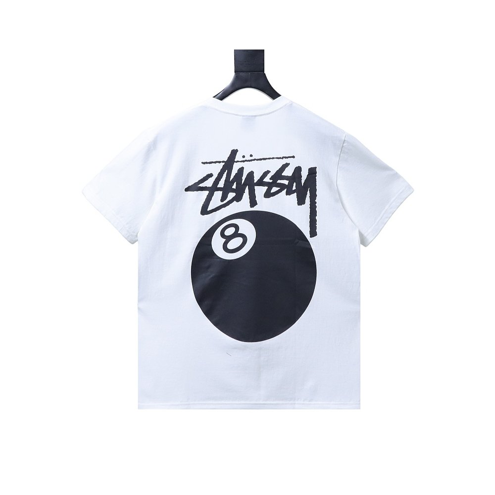 Stussy 8-Ball Billiards Graphic T-Shirt White,Stussy T-Shirts,T-Shirts,CLOTHES
