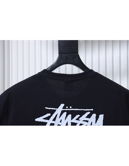 Stussy Cylindrical Logo Print T-Shirt Black,Stussy T-Shirts,T-Shirts,CLOTHES