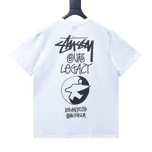 Stussy Cylindrical Logo Print T-Shirt White,Stussy T-Shirts,T-Shirts,CLOTHES