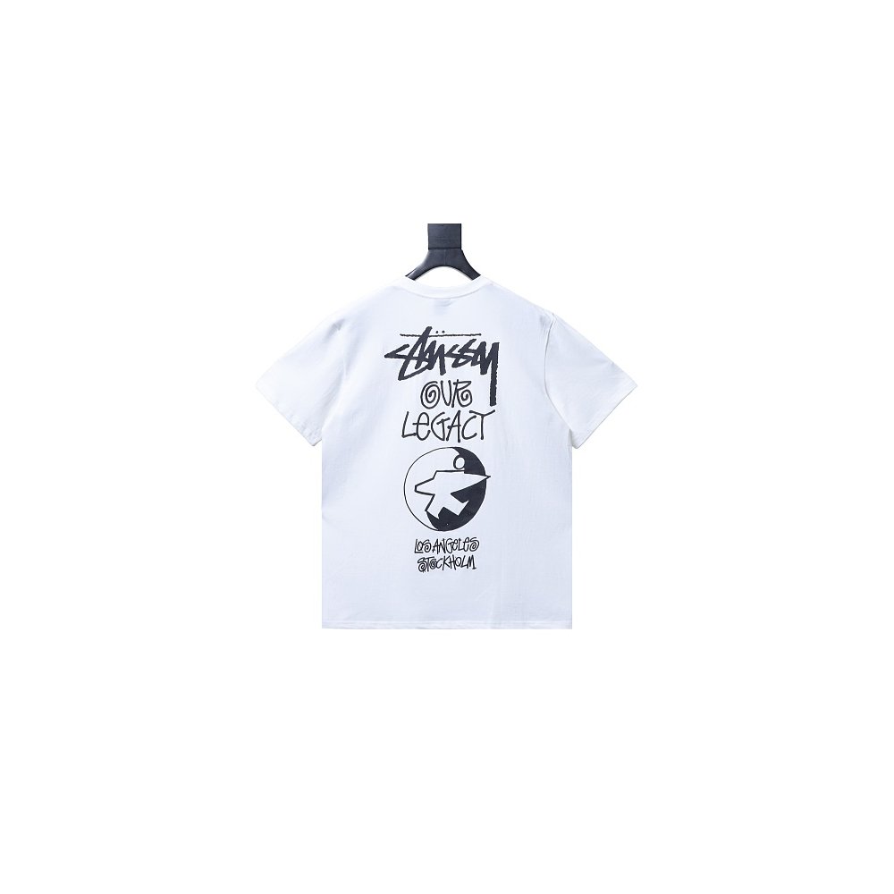 Stussy Cylindrical Logo Print T-Shirt White,Stussy T-Shirts,T-Shirts,CLOTHES