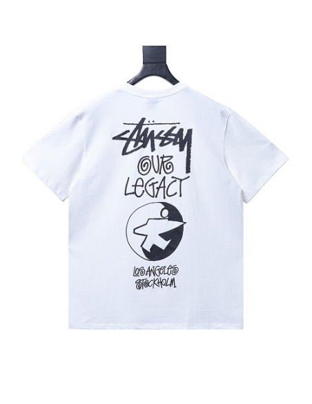 Stussy Cylindrical Logo Print T-Shirt White,Stussy T-Shirts,T-Shirts,CLOTHES