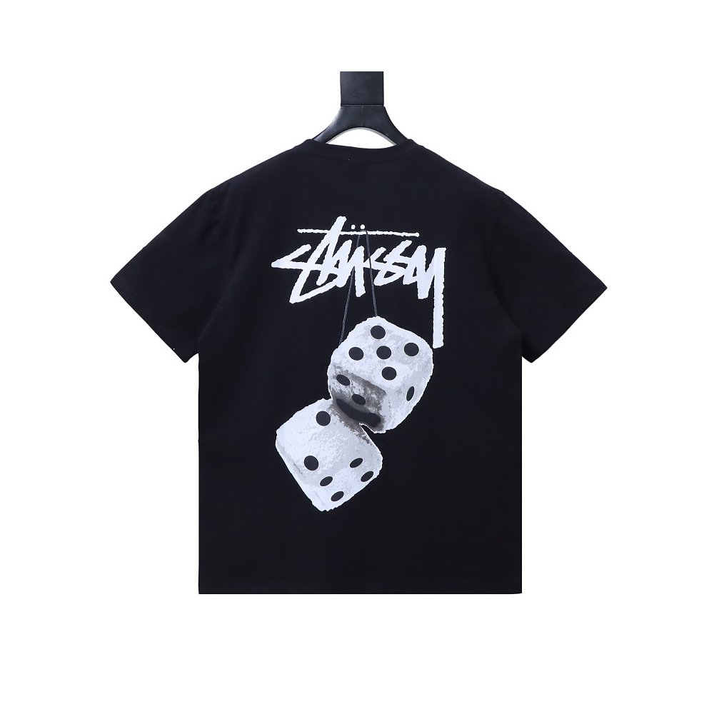Stussy Dice Print T-Shirt Black,Stussy T-Shirts,T-Shirts,CLOTHES