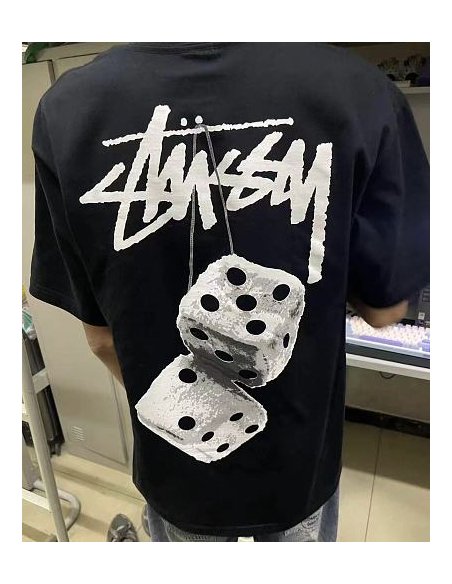 Stussy Dice Print T-Shirt Black,Stussy T-Shirts,T-Shirts,CLOTHES
