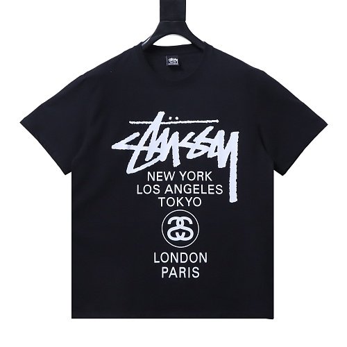 Stussy World Tour Graphic T-Shirt Black,Stussy T-Shirts,T-Shirts,CLOTHES