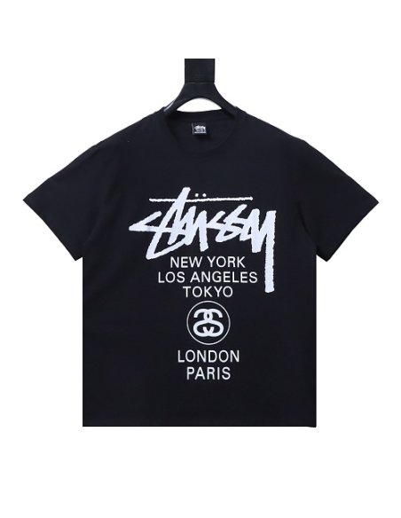 Stussy World Tour Graphic T-Shirt Black,Stussy T-Shirts,T-Shirts,CLOTHES
