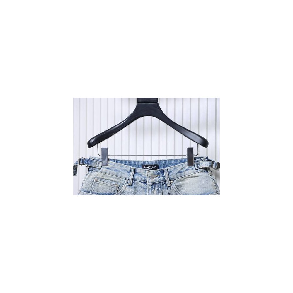Balenciaga Denim Shorts with Fringed Hems,Balenciaga Shorts,Shorts,CLOTHES