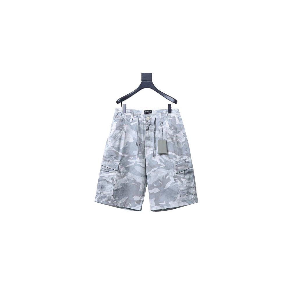 Balenciaga White and Gray Camouflage Shorts,Balenciaga Shorts,Shorts,CLOTHES
