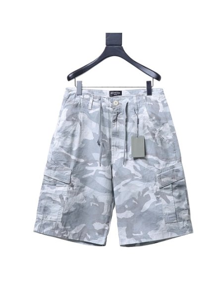 Balenciaga White and Gray Camouflage Shorts,Balenciaga Shorts,Shorts,CLOTHES