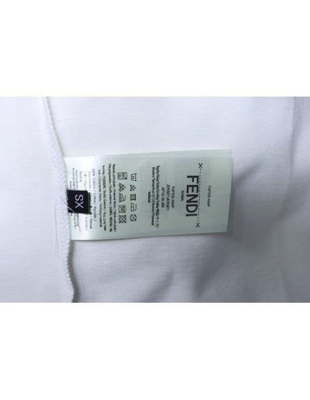 Fendi Yellow-Eyed Red-Letter Print T-Shirt White,Fendi T-Shirts,T-Shirts,CLOTHES