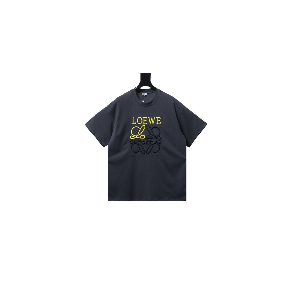 Loewe Line-style Letter Embroidery T-Shirt Dark Gray,Loewe T-Shirts,T-Shirts,CLOTHES