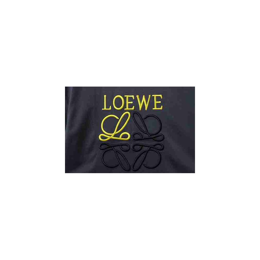 Loewe Line-style Letter Embroidery T-Shirt Dark Gray,Loewe T-Shirts,T-Shirts,CLOTHES
