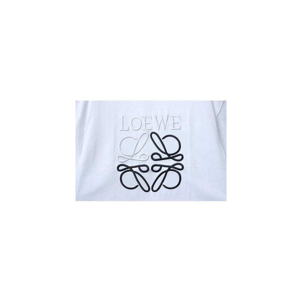 Loewe Line-style Letter Embroidery T-Shirt White,Loewe T-Shirts,T-Shirts,CLOTHES