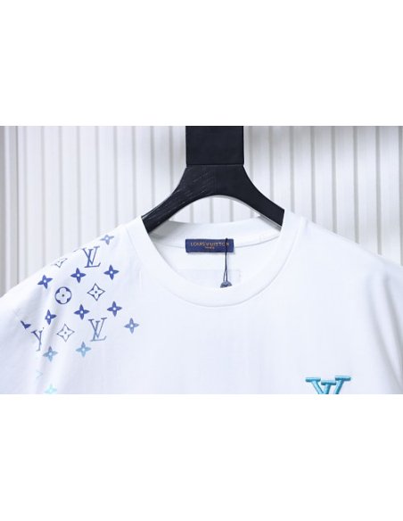Louis Vuitton Gradient Embroidered T-Shirt White,Louis Vuitton T-Shirts,T-Shirts,CLOTHES