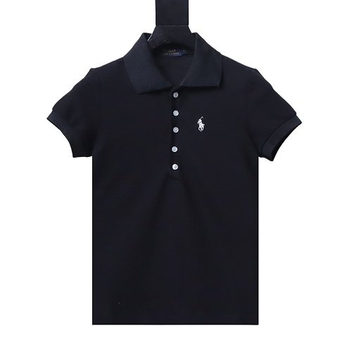 Ralph Lauren Pony Logo Embroidered Short-Sleeve Button-Down Shirt Black,Ralph Lauren T-Shirts,T-Shirts,CLOTHES