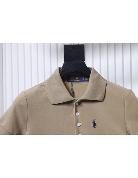 Ralph Lauren Pony Logo Embroidered Short-Sleeve Button-Down Shirt Brown,Ralph Lauren T-Shirts,T-Shirts,CLOTHES