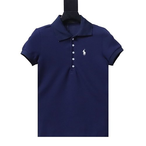 Ralph Lauren Pony Logo Embroidered Short-Sleeve Button-Down Shirt Navy Blue,Ralph Lauren T-Shirts,T-Shirts,CLOTHES