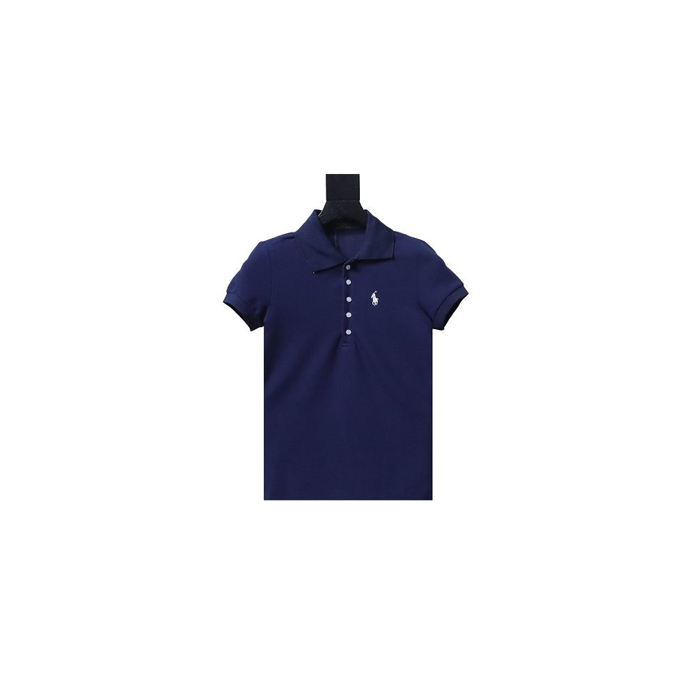 Ralph Lauren Pony Logo Embroidered Short-Sleeve Button-Down Shirt Navy Blue,Ralph Lauren T-Shirts,T-Shirts,CLOTHES