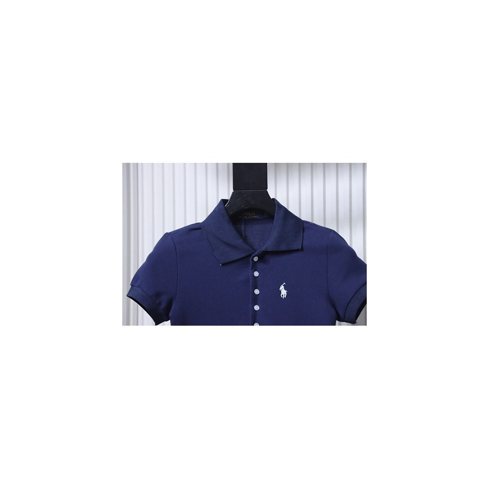 Ralph Lauren Pony Logo Embroidered Short-Sleeve Button-Down Shirt Navy Blue,Ralph Lauren T-Shirts,T-Shirts,CLOTHES