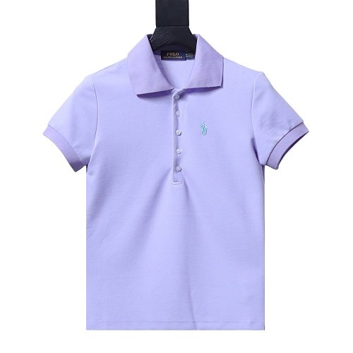 Ralph Lauren Pony Logo Embroidered Short-Sleeve Button-Down Shirt Purple,Ralph Lauren T-Shirts,T-Shirts,CLOTHES