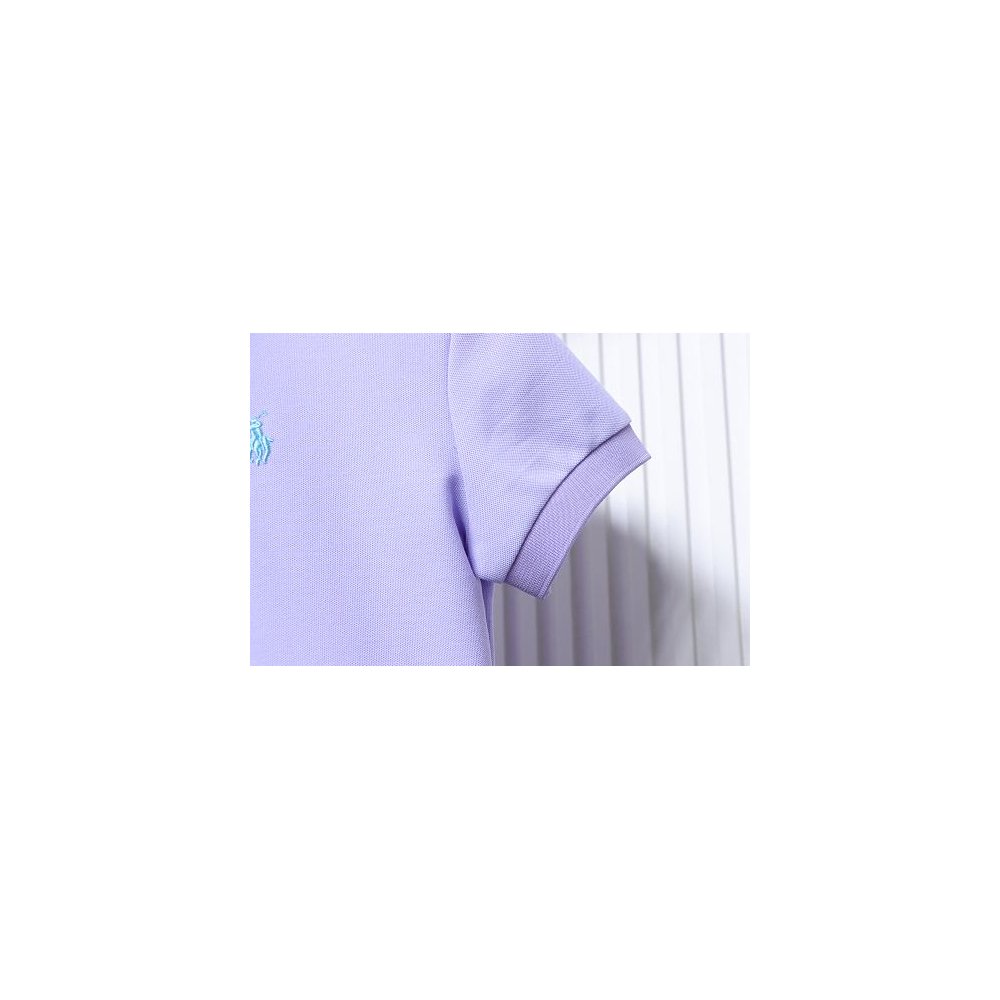 Ralph Lauren Pony Logo Embroidered Short-Sleeve Button-Down Shirt Purple,Ralph Lauren T-Shirts,T-Shirts,CLOTHES