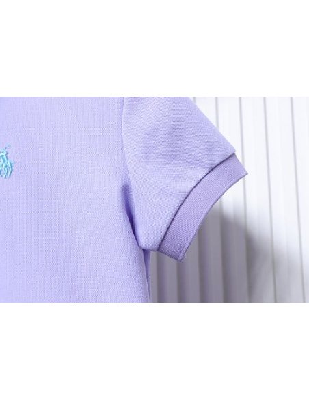 Ralph Lauren Pony Logo Embroidered Short-Sleeve Button-Down Shirt Purple,Ralph Lauren T-Shirts,T-Shirts,CLOTHES