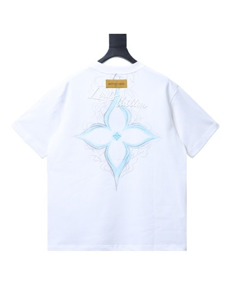 Louis Vuitton Back Four-Leaf Star-Flower Print T-Shirt White,Louis Vuitton T-Shirts,T-Shirts,CLOTHES