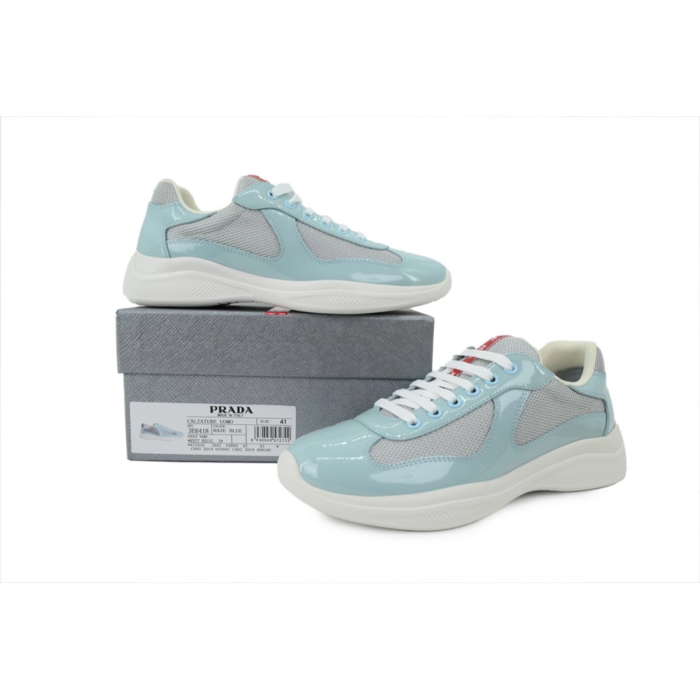 Prada Americas Cup Sneakers Patent Leather Sky Blue
