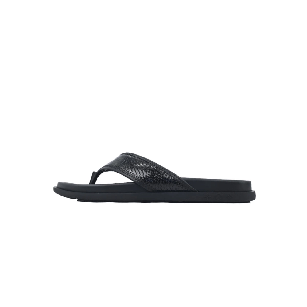 Louis Vuitton Flip Flop Sandal LV Lettermark Logo Jet Black Leather
