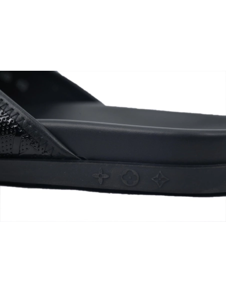 Louis Vuitton Flip Flop Sandal LV Lettermark Logo Jet Black Leather