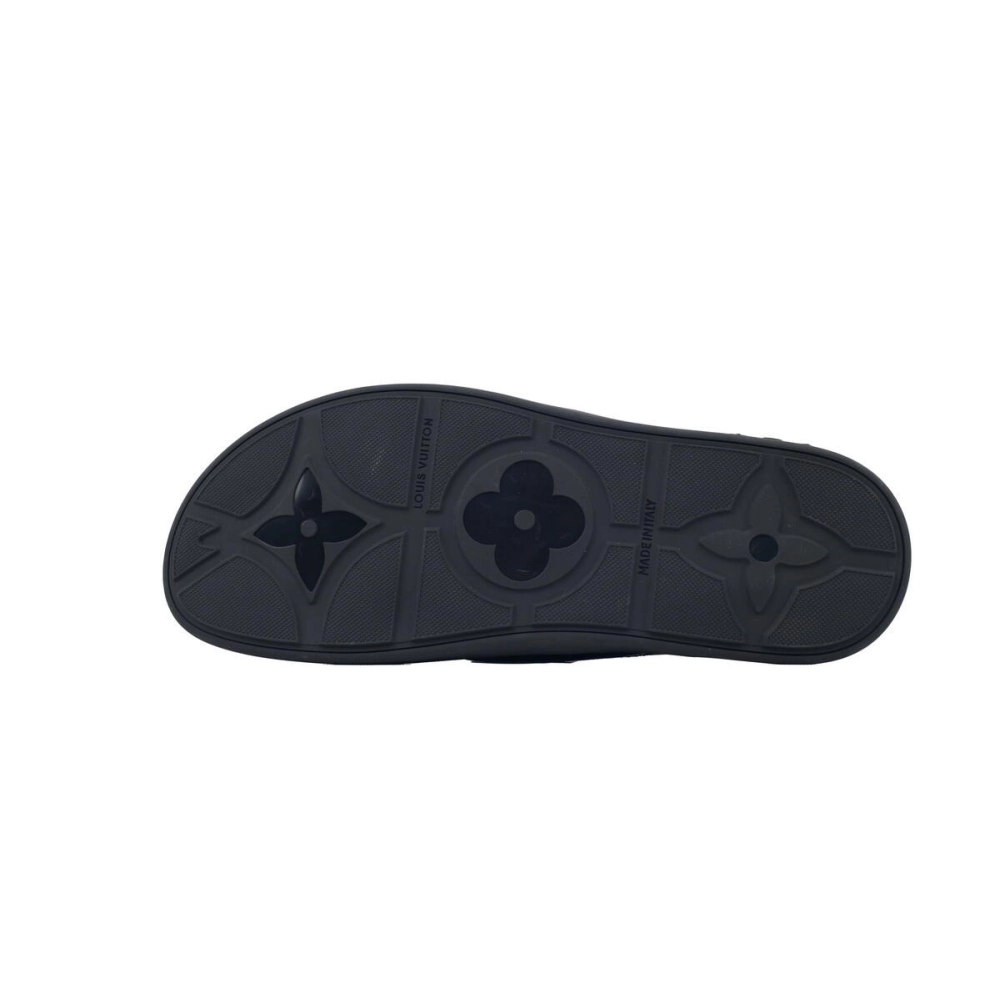 Louis Vuitton Flip Flop Sandal LV Lettermark Logo Jet Black Leather
