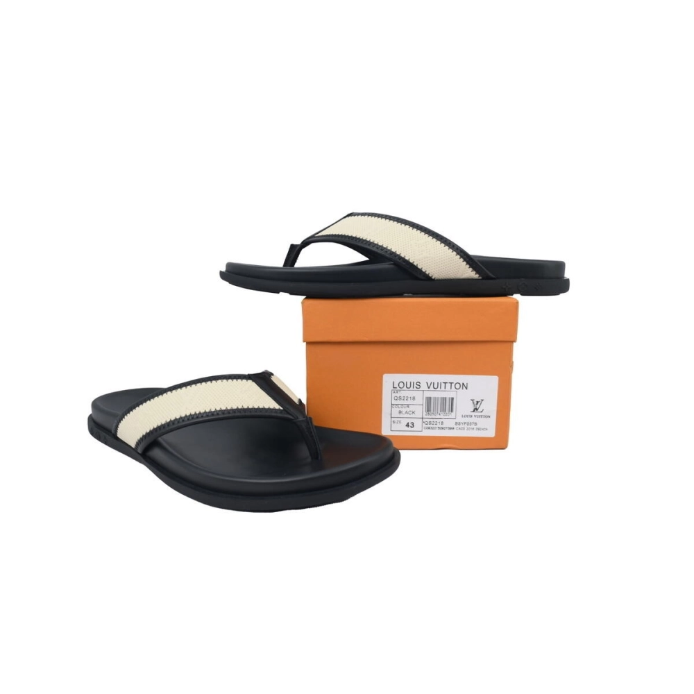 Louis Vuitton Flip Flop Sandal Black And Beige