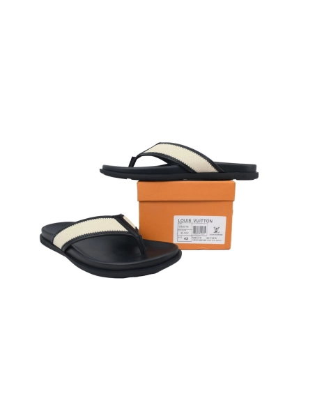 Louis Vuitton Flip Flop Sandal Black And Beige