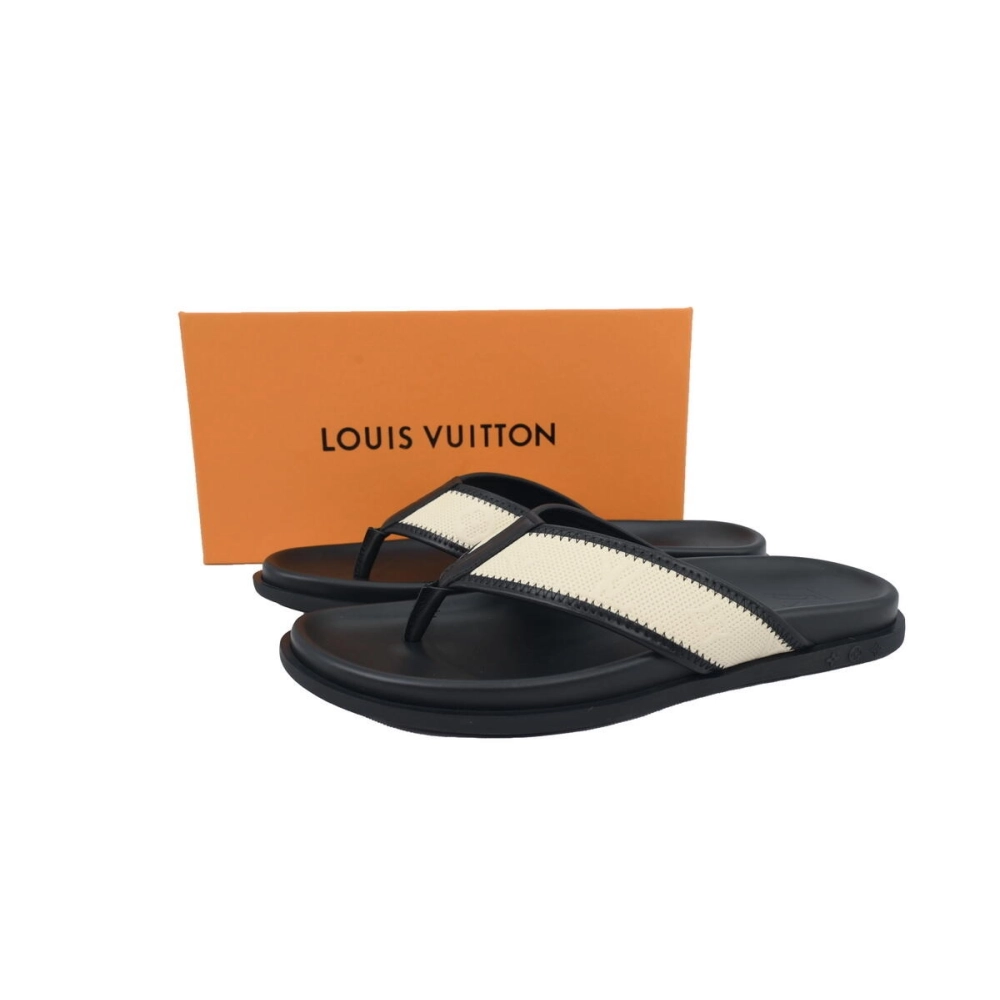 Louis Vuitton Flip Flop Sandal Black And Beige