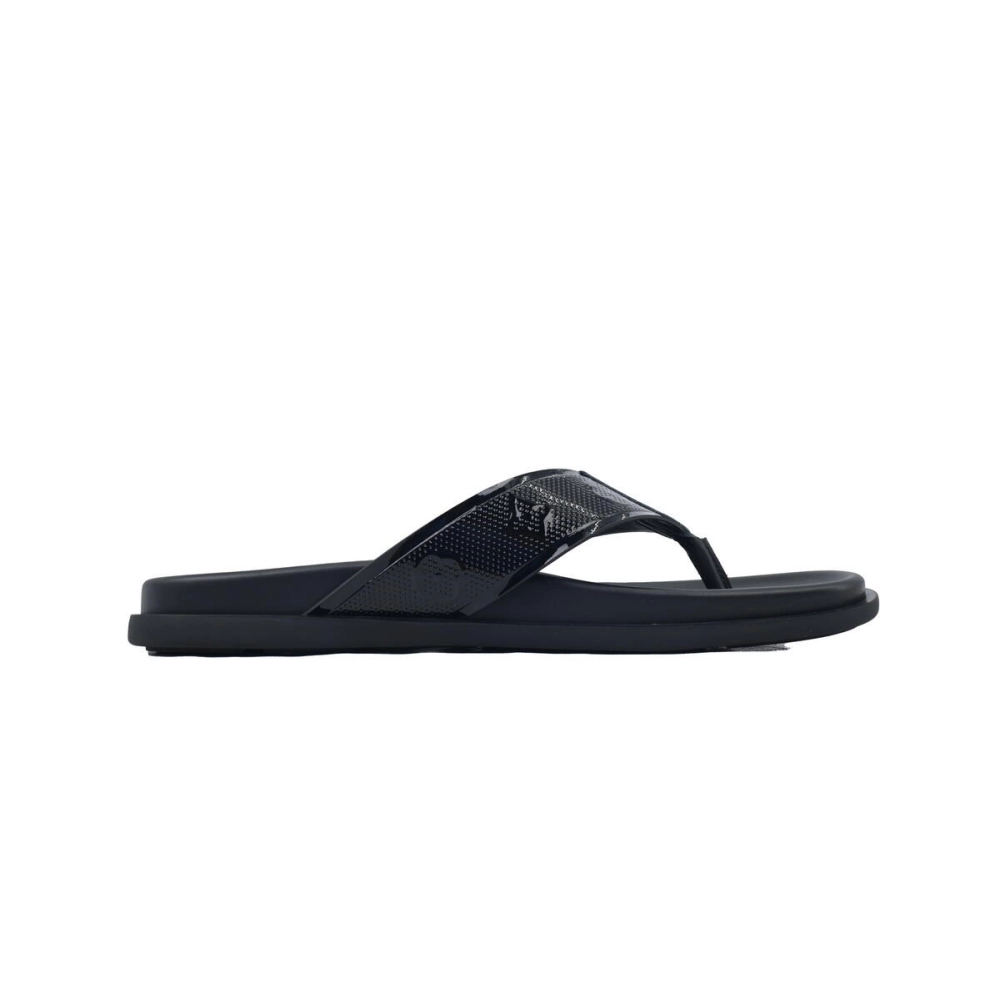 Louis Vuitton Flip Flop Sandal Full-Lettering Logo Jet Black Leather