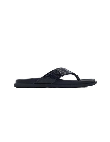 Louis Vuitton Flip Flop Sandal Full-Lettering Logo Jet Black Leather