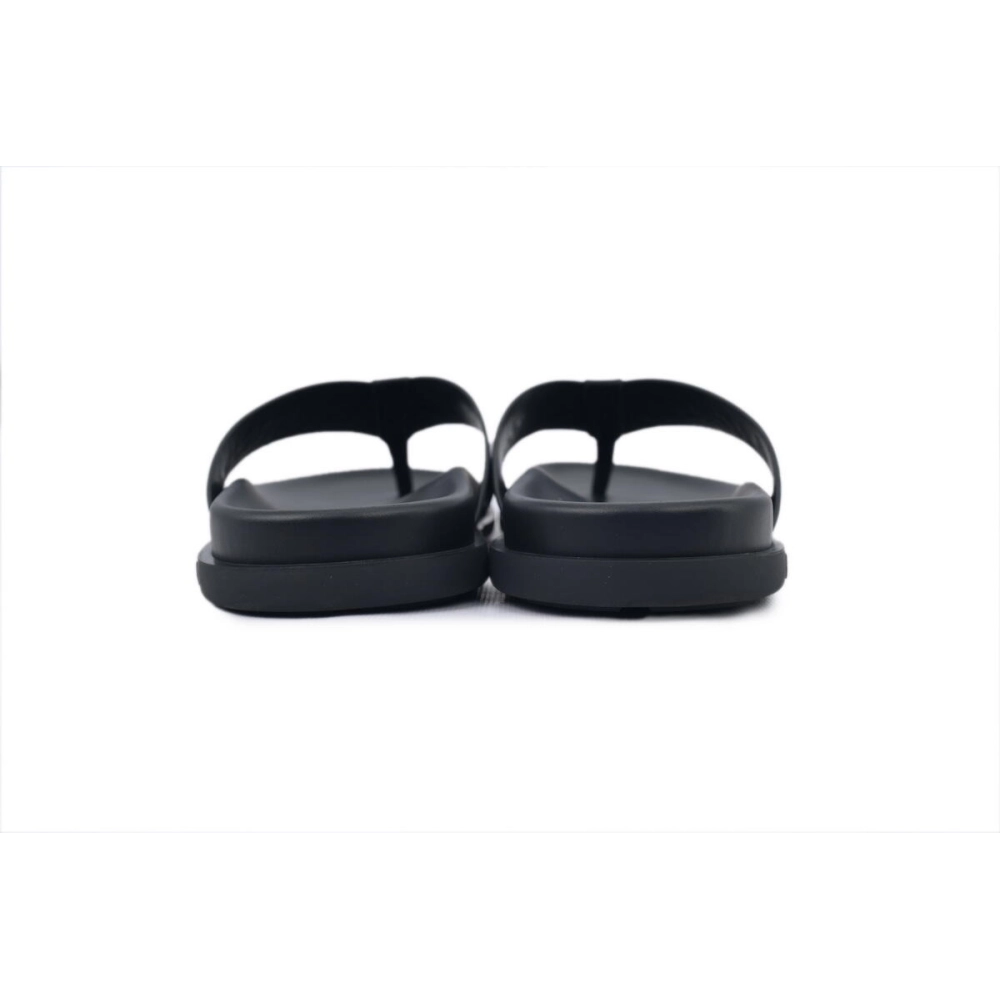 Louis Vuitton Flip Flop Sandal Full-Lettering Logo Jet Black Leather